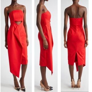 ISRAELLA KOBLA Leta Cutout Strapless Asymmetrical Maxi Midi Cocktail Dress NEW